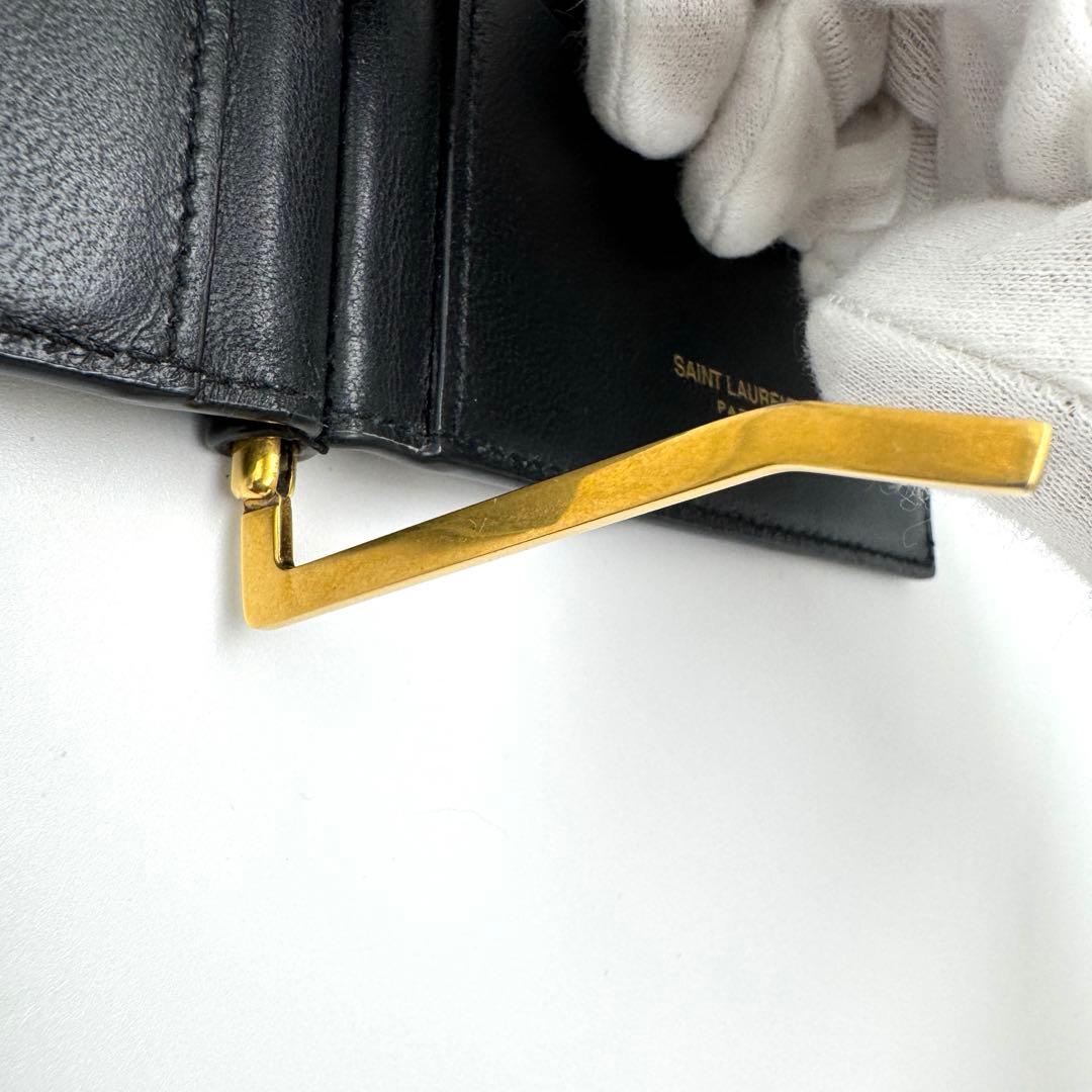 【美品】サンローラン マネークリップ クロコ型押し カサンドラ YSLライン