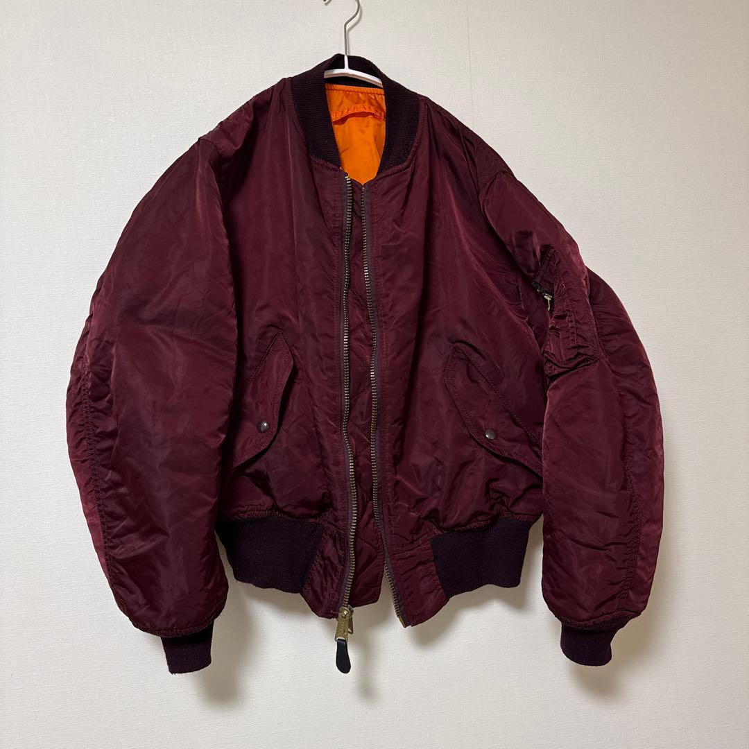 90sUSA製ALPHAアルファMA-1フライトジャケットMワインレッドボルドー