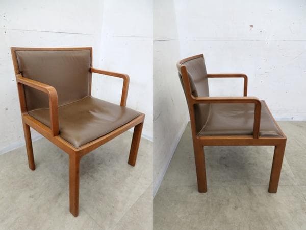 美品■旭川家具■カンディハウス■本革■ウォールナット■アームチェア■2脚セット