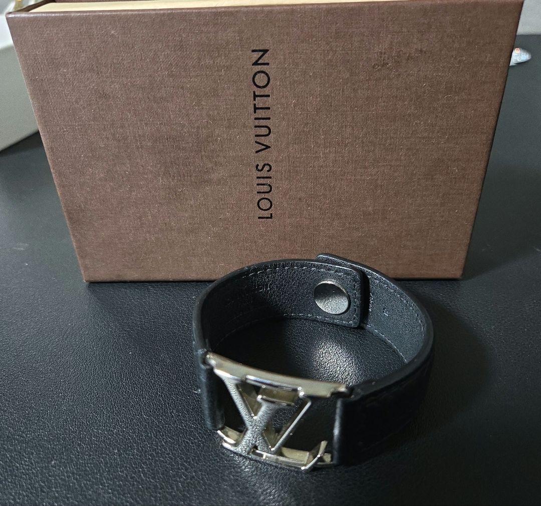 Louis Vuitton ブラック レザーブレスレット正規品