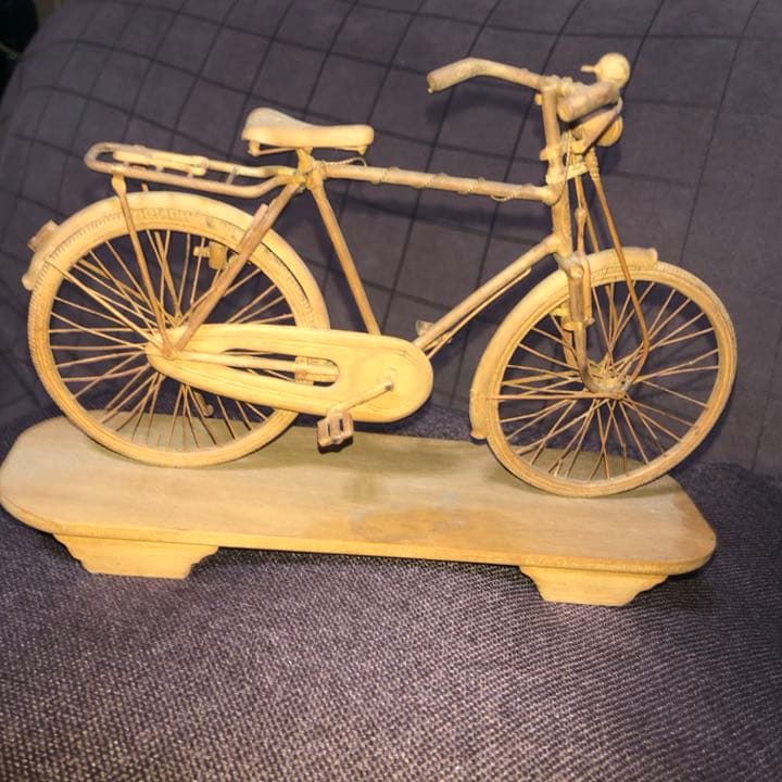 木工工芸　自転車　作者不明