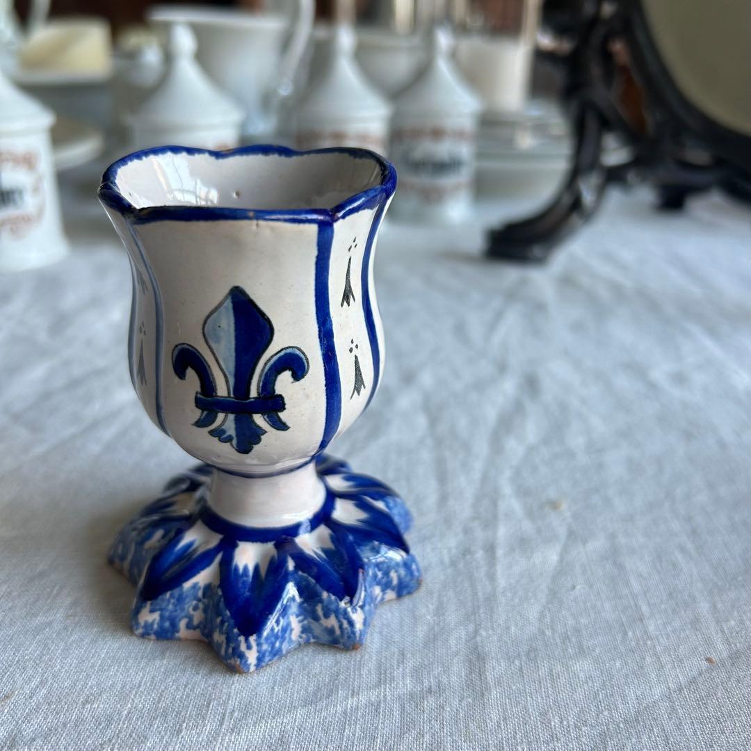 レア　フランスアンティーク　カンペール窯　コクティエ　エッグスタンド