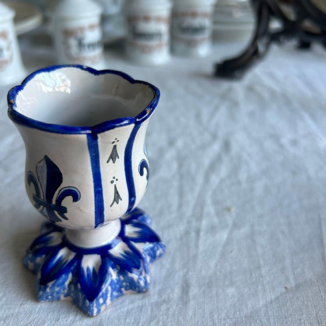 レア　フランスアンティーク　カンペール窯　コクティエ　エッグスタンド