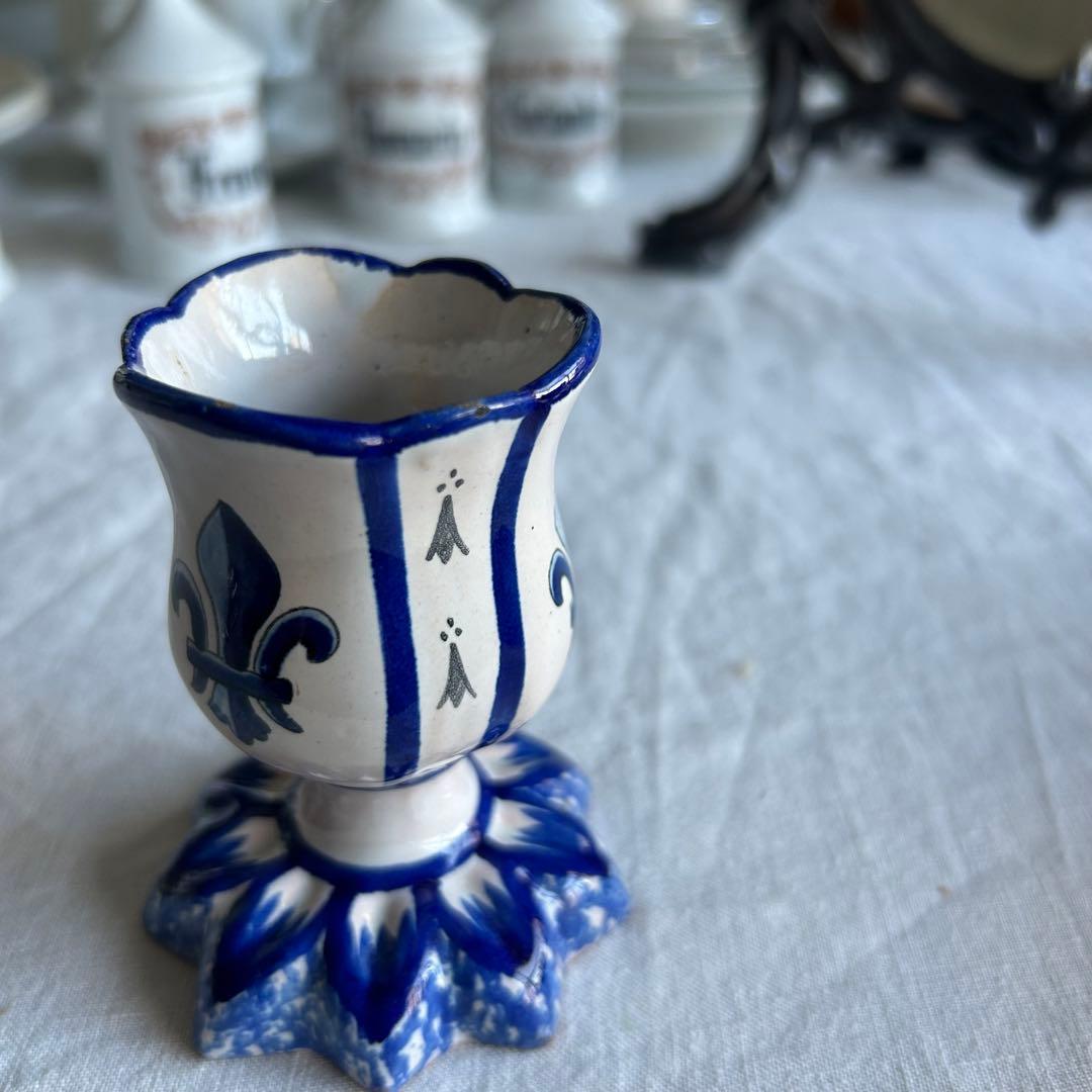 レア　フランスアンティーク　カンペール窯　コクティエ　エッグスタンド