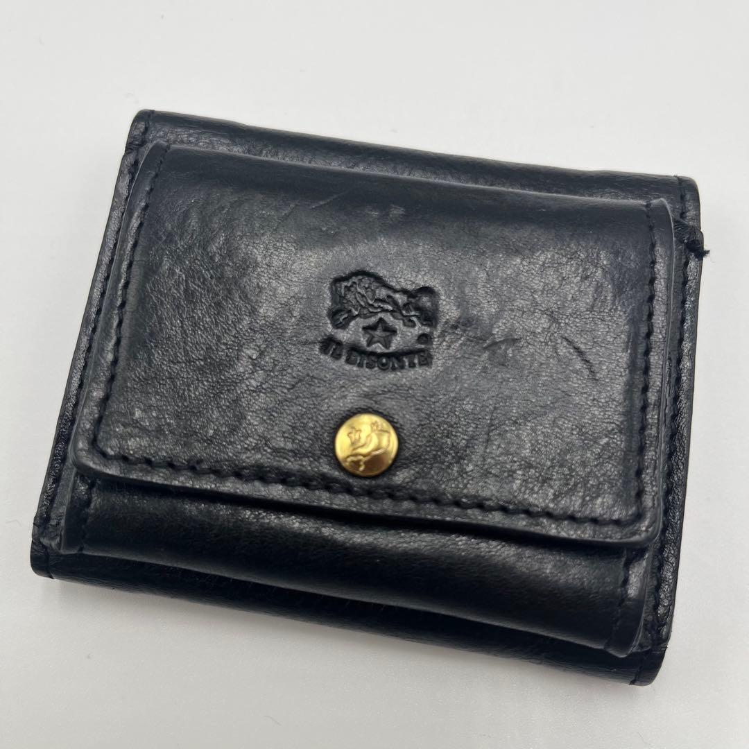 希少 イルビゾンテ 三つ折り財布 ブラック レザー