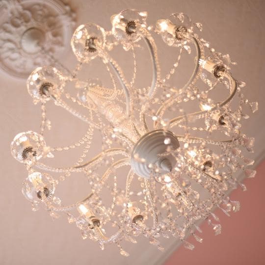 【LED付・簡単取付】12灯プリンセスホワイトシャンデリア