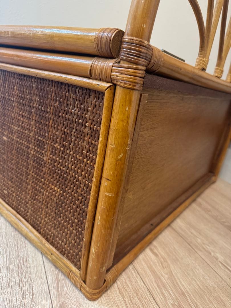 早い者勝ち　ラタン家具　ベンチ　籐家具 ベンチ収納 レトロ　ヴィンテージ　ハート