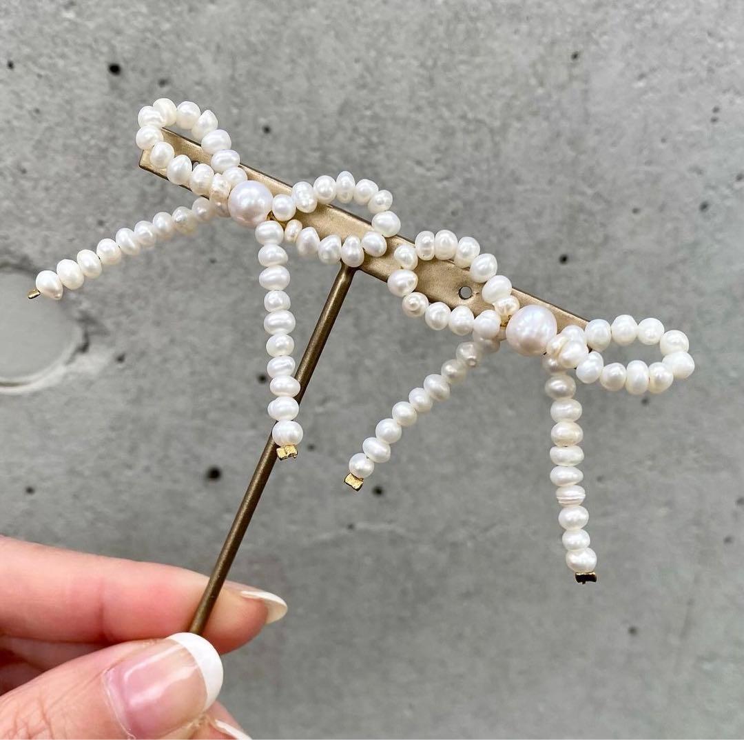 新品希少 CC by casa celeste パールリボンピアス