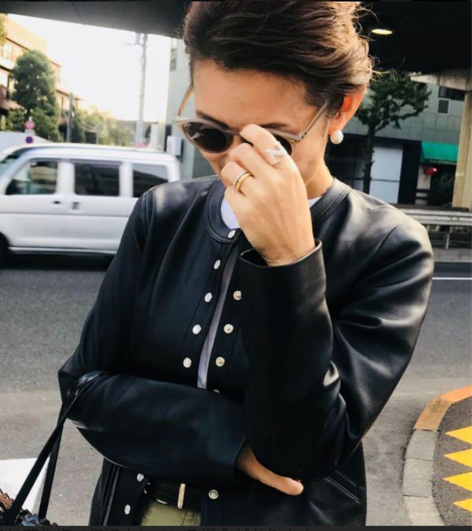 アニエスベー　レザージャケット　レザーカーディガンプレッション　40