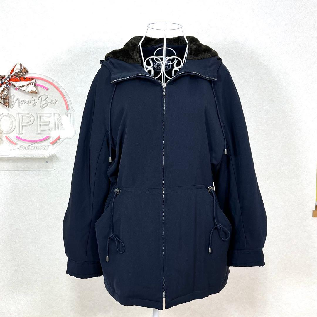 MaxMara Weekend フード付き 起毛 ショートコート 40 ネイビー