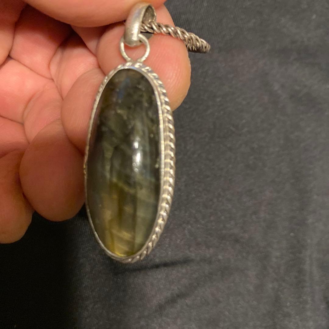 シルバー ラブラドライト ロングペンダント