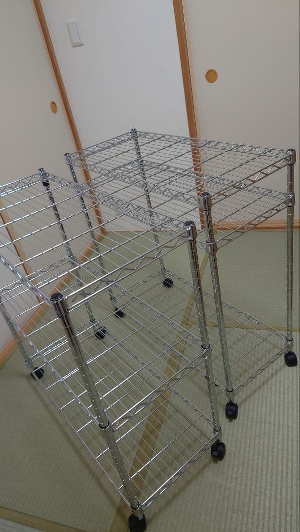 防サビ加工 メタルラック 3段 キャスター付き　2台　連結すれば3台に