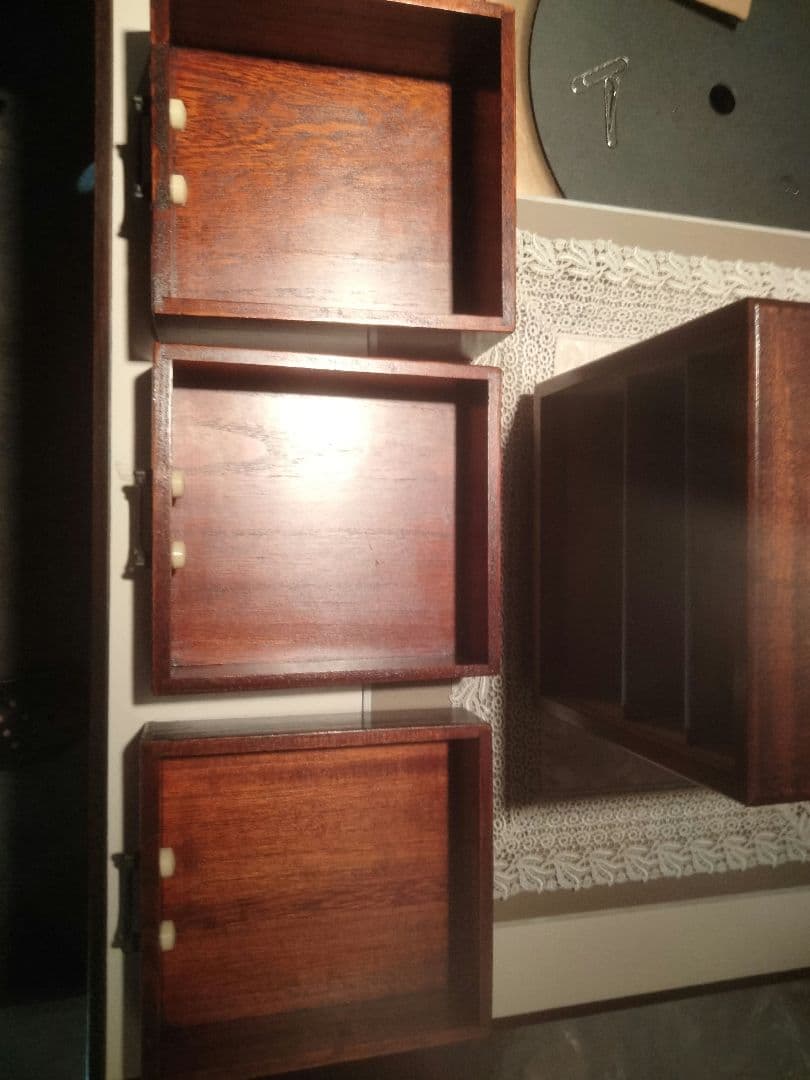 岡山　烏城彫　小物入三段（小）古瓦　美品