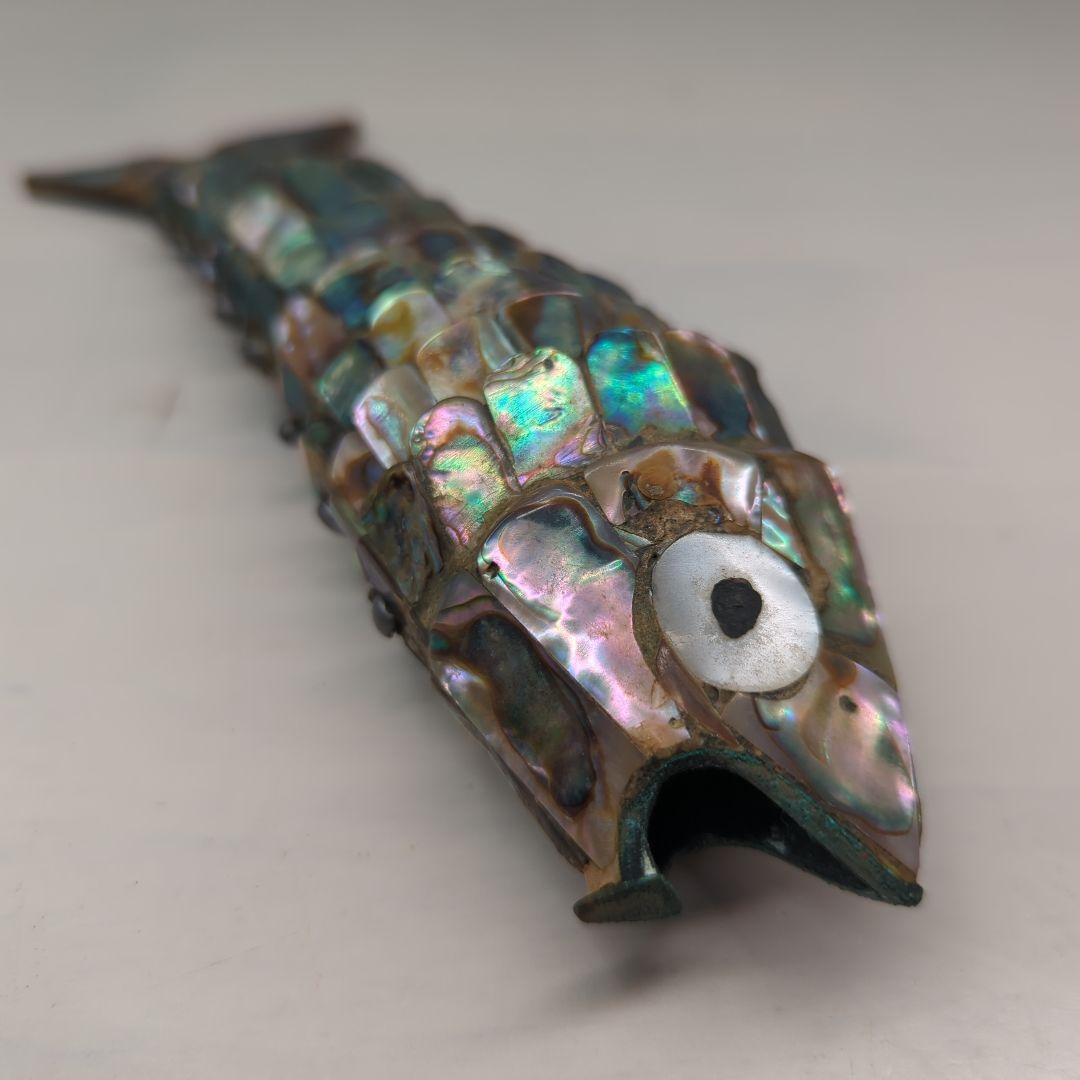 【 ヴィンテージ 】 螺鈿細工／自在細工／真鍮／ブラス／置物／体長20cm