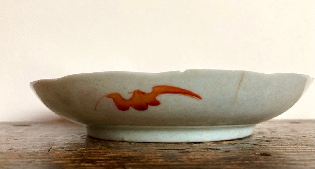 稀少　中国清代　骨董　色絵　輪花皿　中国古玩　アンティーク　唐物粉彩