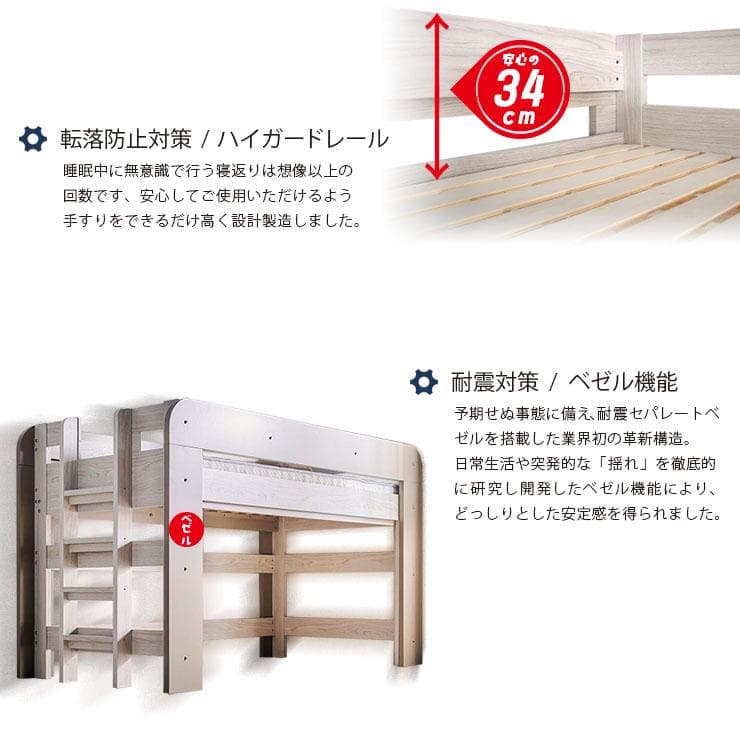 【九州～関東まで送料無料】ロフトベッドhoney WHxVG　アウトレット08