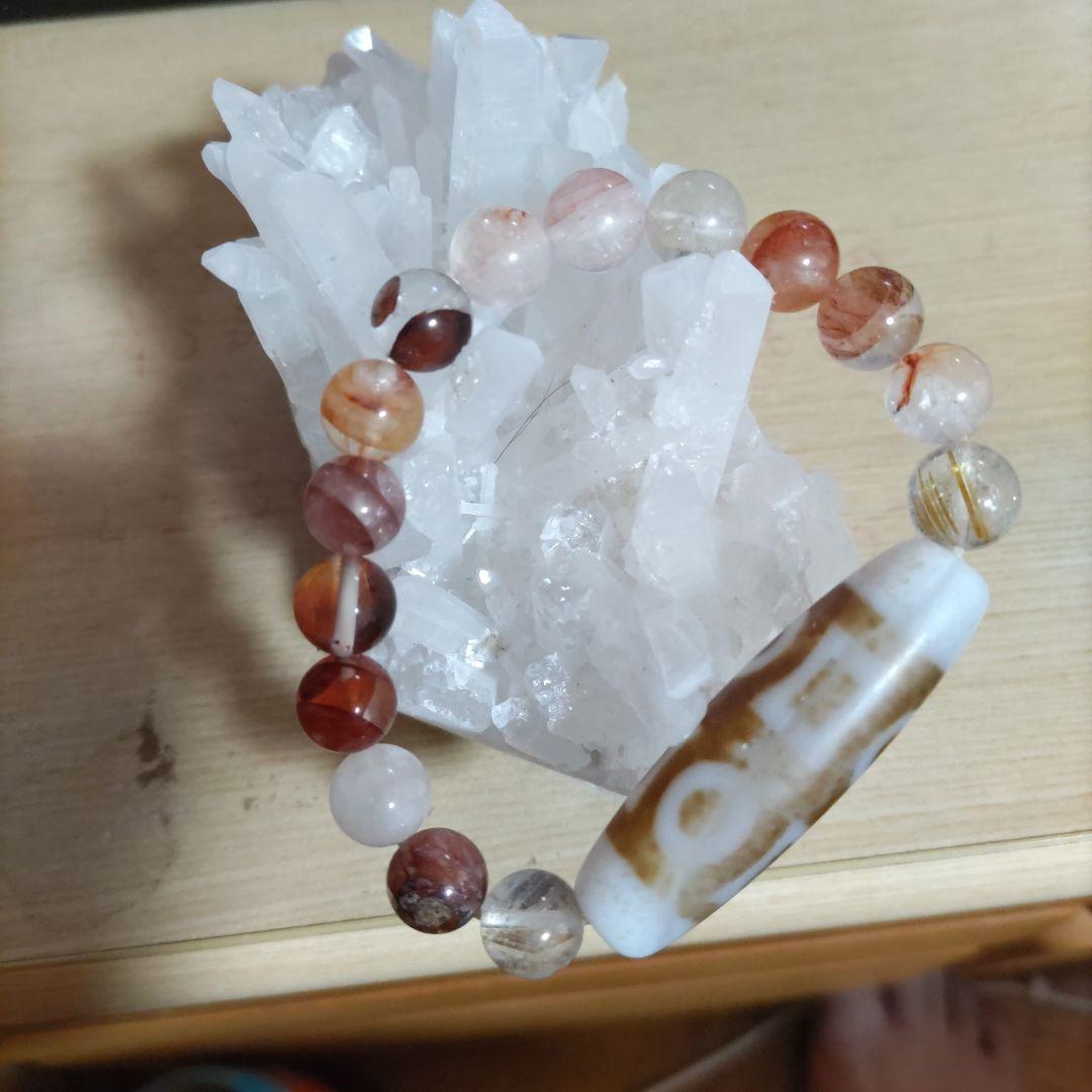 日月星天珠とライモナイトクォーツとルチルクォーツ