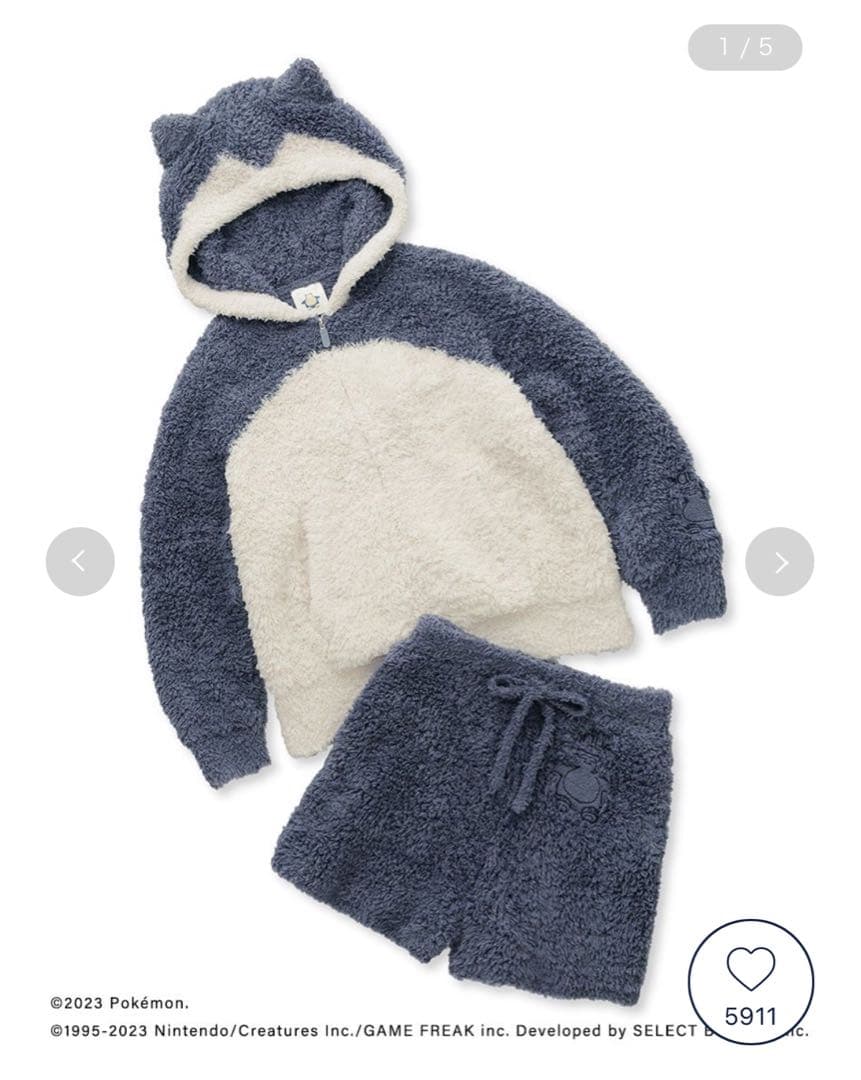 ジェラピケ ポケモン スリープ カビゴンパーカ&ショートパンツセット カビゴン