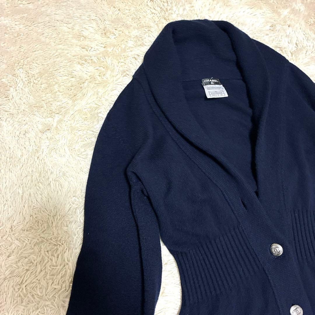 CHANEL ニットワンピース　ココマーク　メタルボタン　34 カシミヤ100%