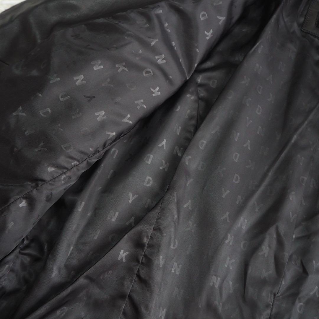 美品 DKNY ダナキャラン ラムレザージャケット ライダース 革ジャン ロゴ