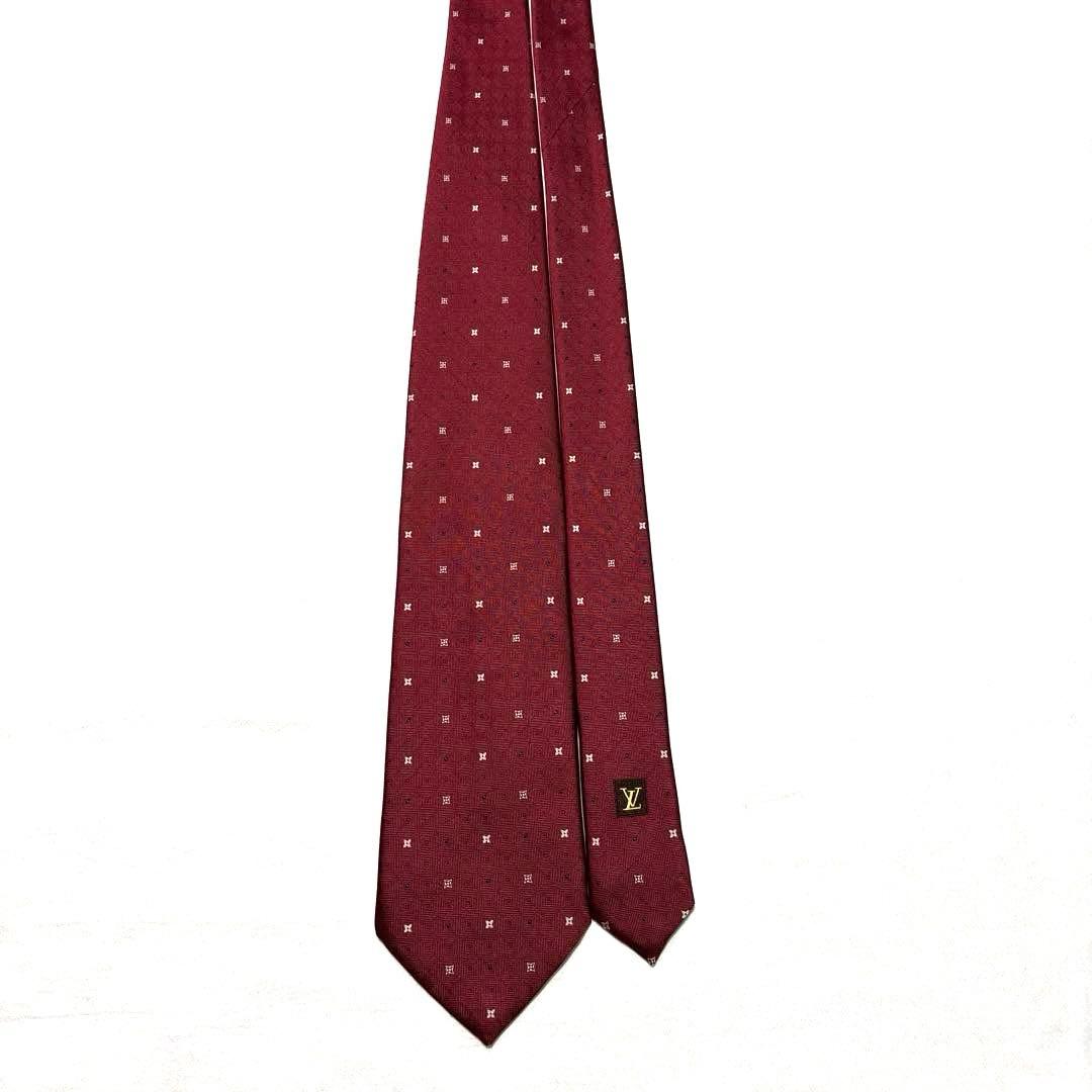 極美品　ルイヴィトン　ネクタイ　モノグラム　バーガンディ