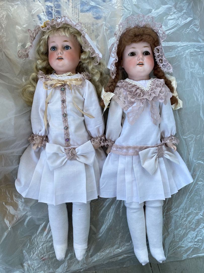 2体セット、 アーモンド　マルセル　アンティーク　ビスクドール