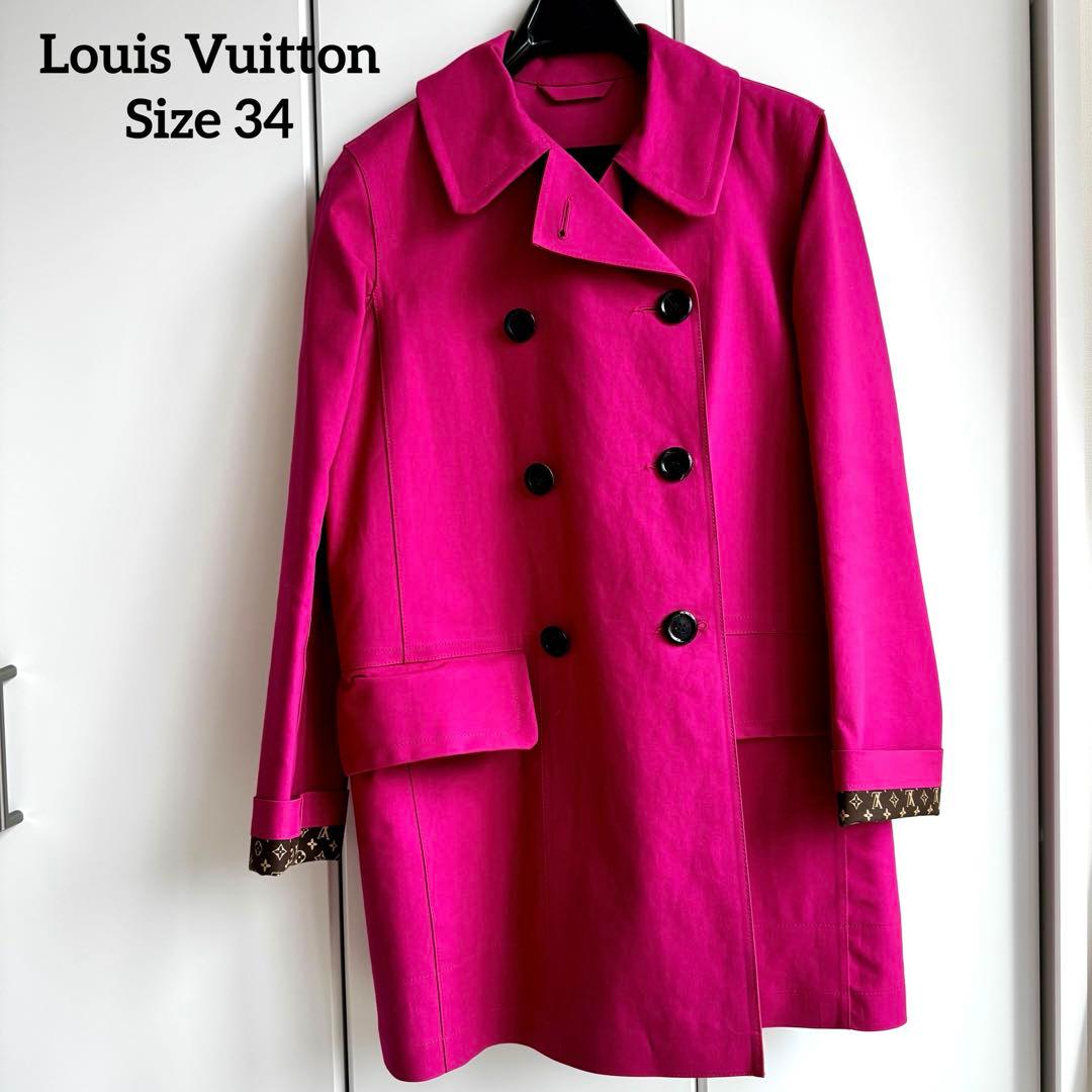 LOUIS VUITTON ピンク ダブルブレストコート 34