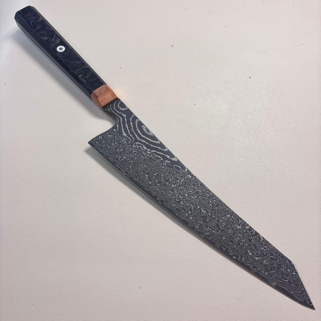 黒染め　ダマスカス牛刀「切付型」 215mm…