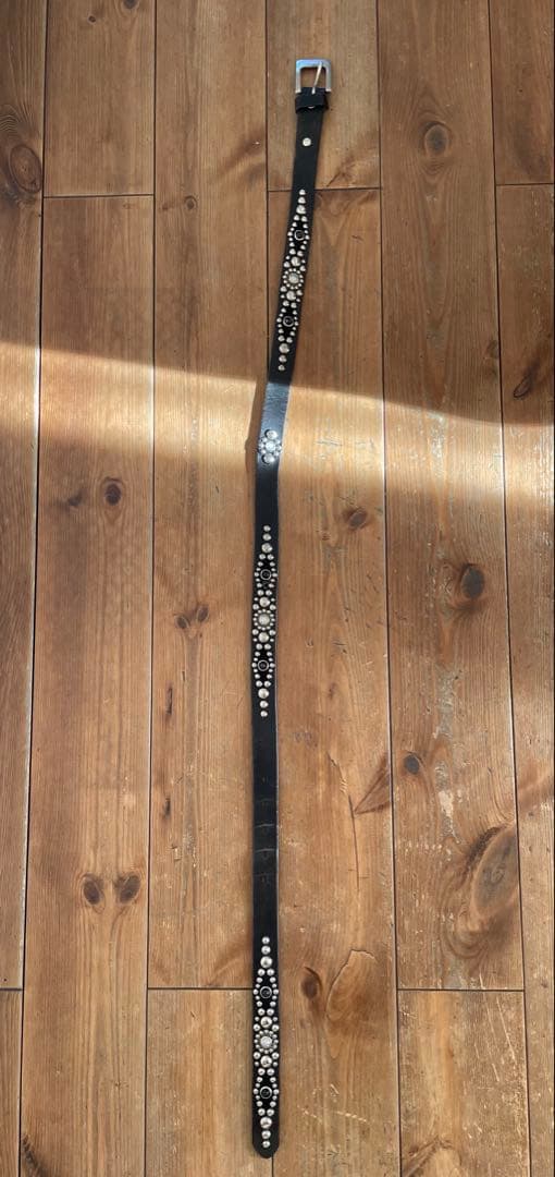 W34クライミー メタルジャケット レザー スタッズ ナロー ベルト