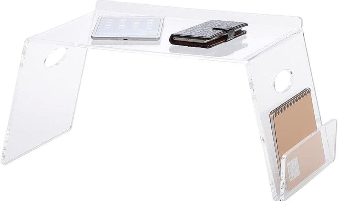 クーアイ(Kuai) アクリル ベッドテーブル 雑誌ラック付き ローテーブル