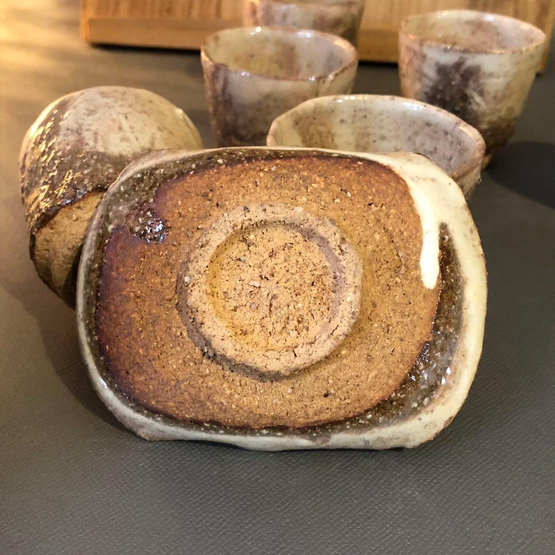 N349、焼萩 ひねり茶器共箱 新品美品煎 茶器 納富鳥雲 大華山鳥雲萩