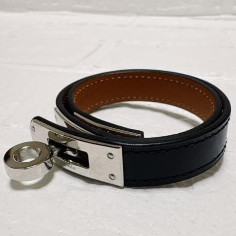 美品✨HERMES ブレスレット ケリー ドゥブルトゥール シルバー×ブラック
