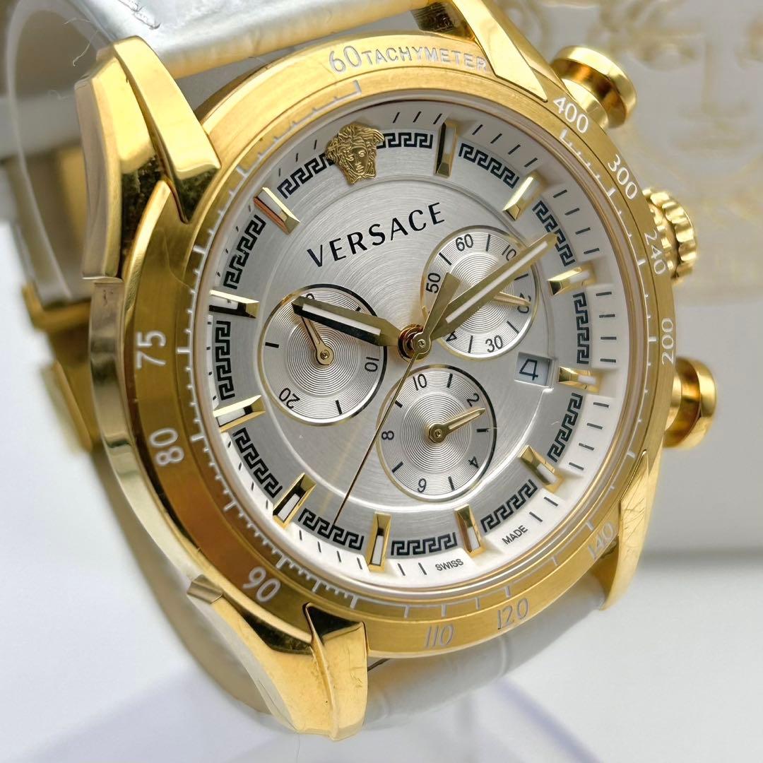 【稼働】VERSACE クロノグラフ 腕時計 メンズ メデューサ ゴールド