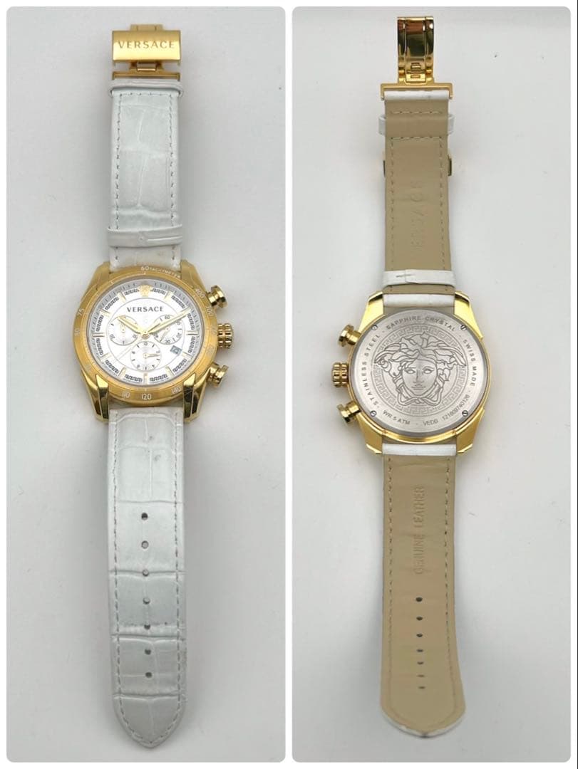【稼働】VERSACE クロノグラフ 腕時計 メンズ メデューサ ゴールド