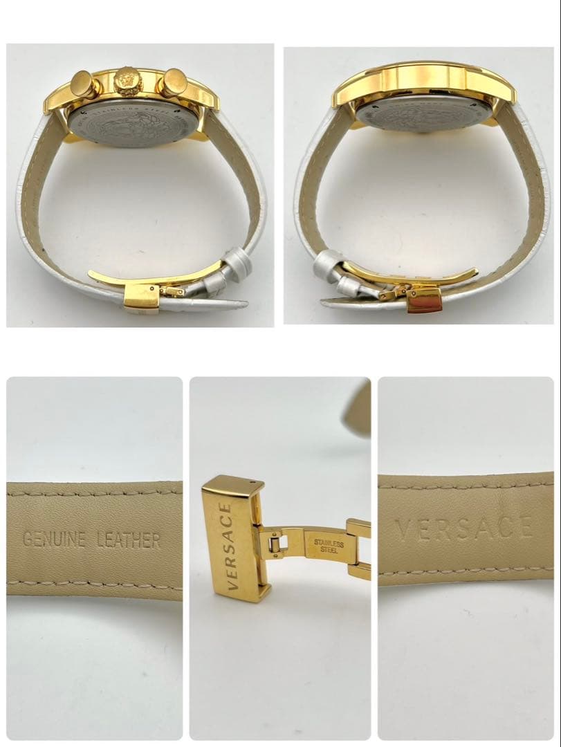 【稼働】VERSACE クロノグラフ 腕時計 メンズ メデューサ ゴールド