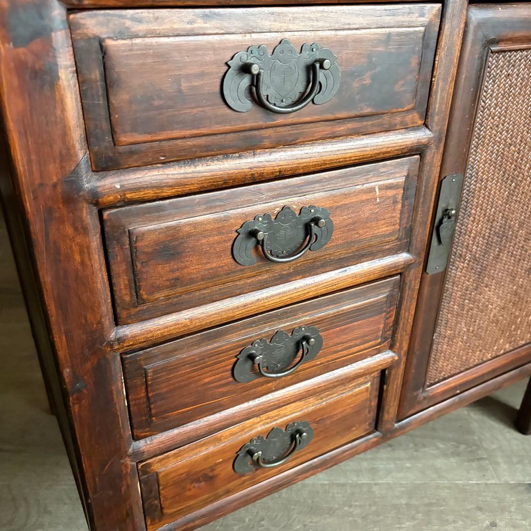 ヴィンテージ　キャビネット　サイドボード　シーシャムウッド　アジアンスタイル