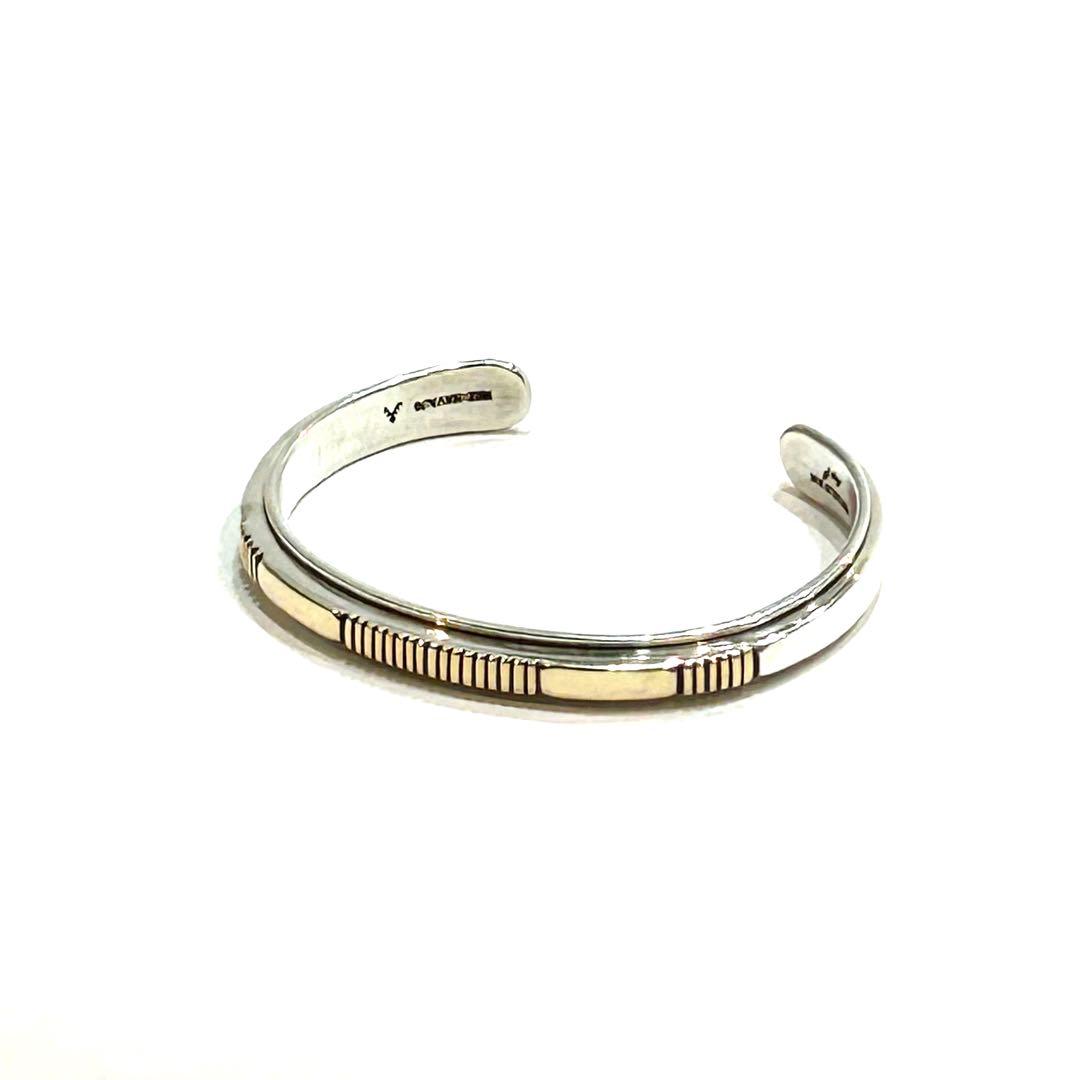 美品 ナバホ Jonathan Nez ジョナサンネズ バングル K14 コンビ