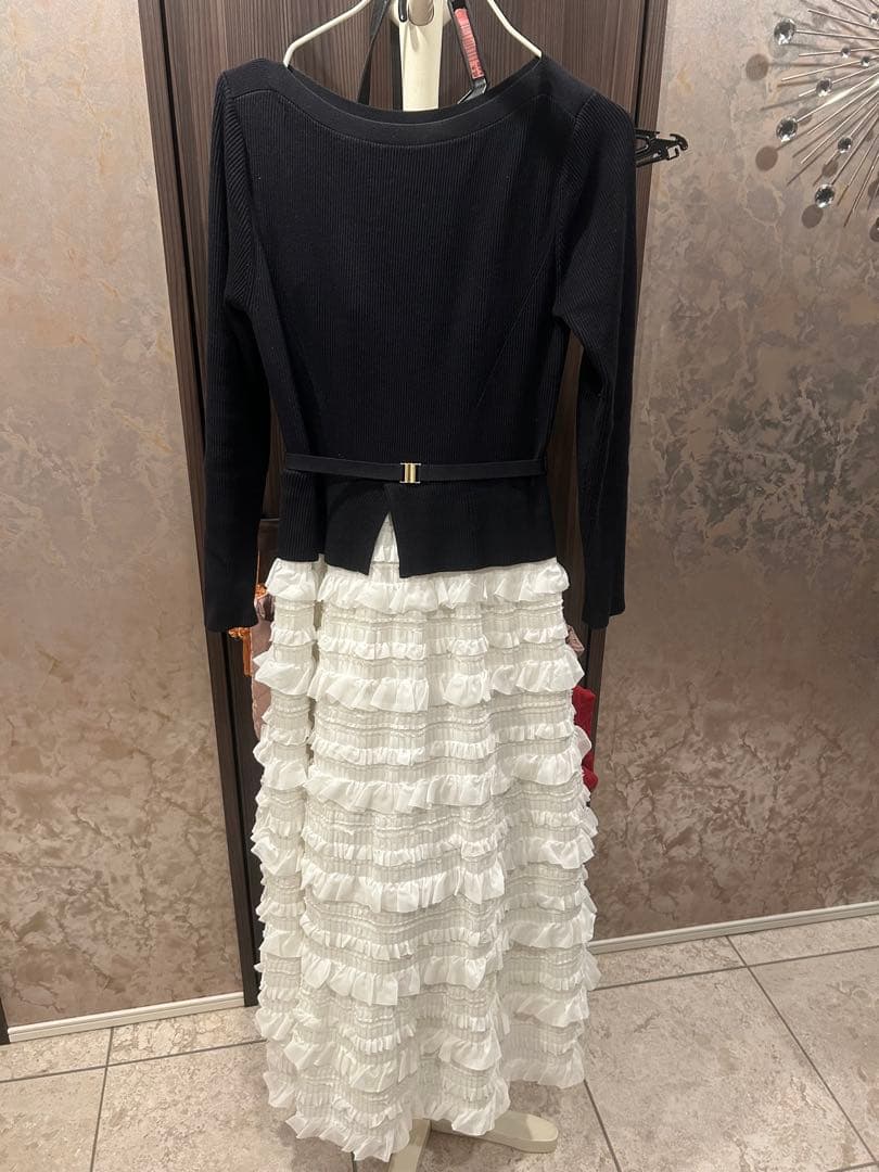 CELFORD フリルドレス ブラック 36サイズ