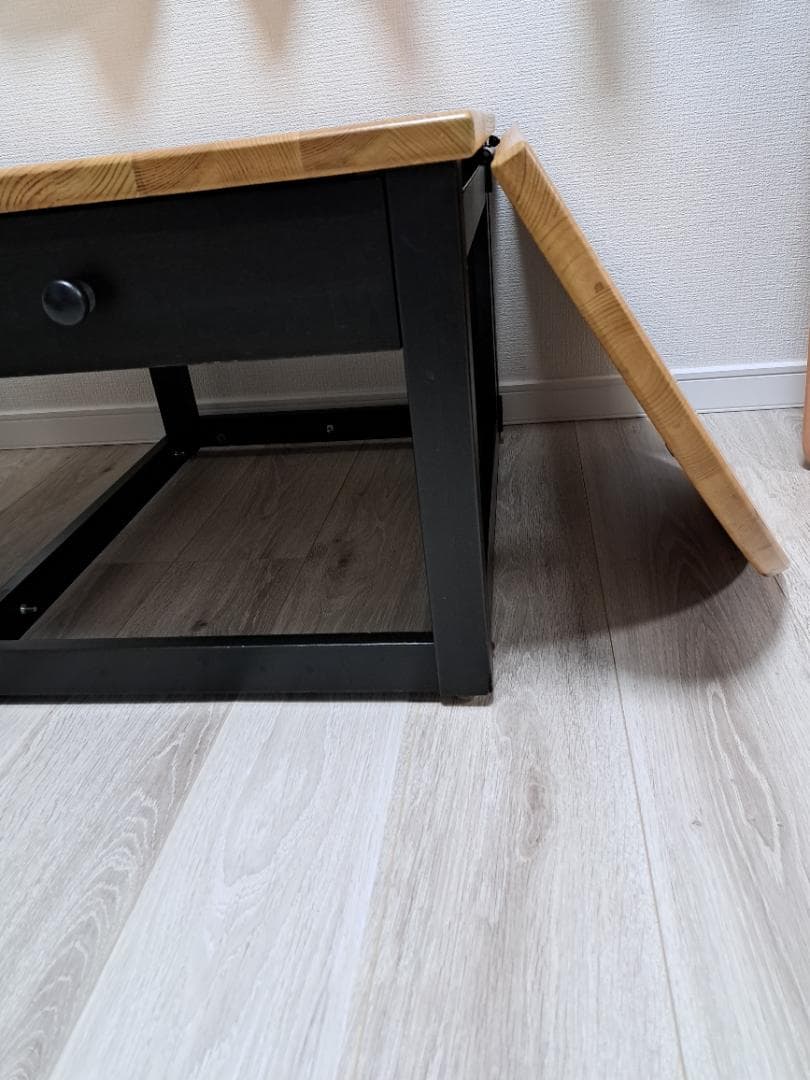 【高さリメイクのみ！】　引き出し付き　天然木製長テーブル 高さ40cm