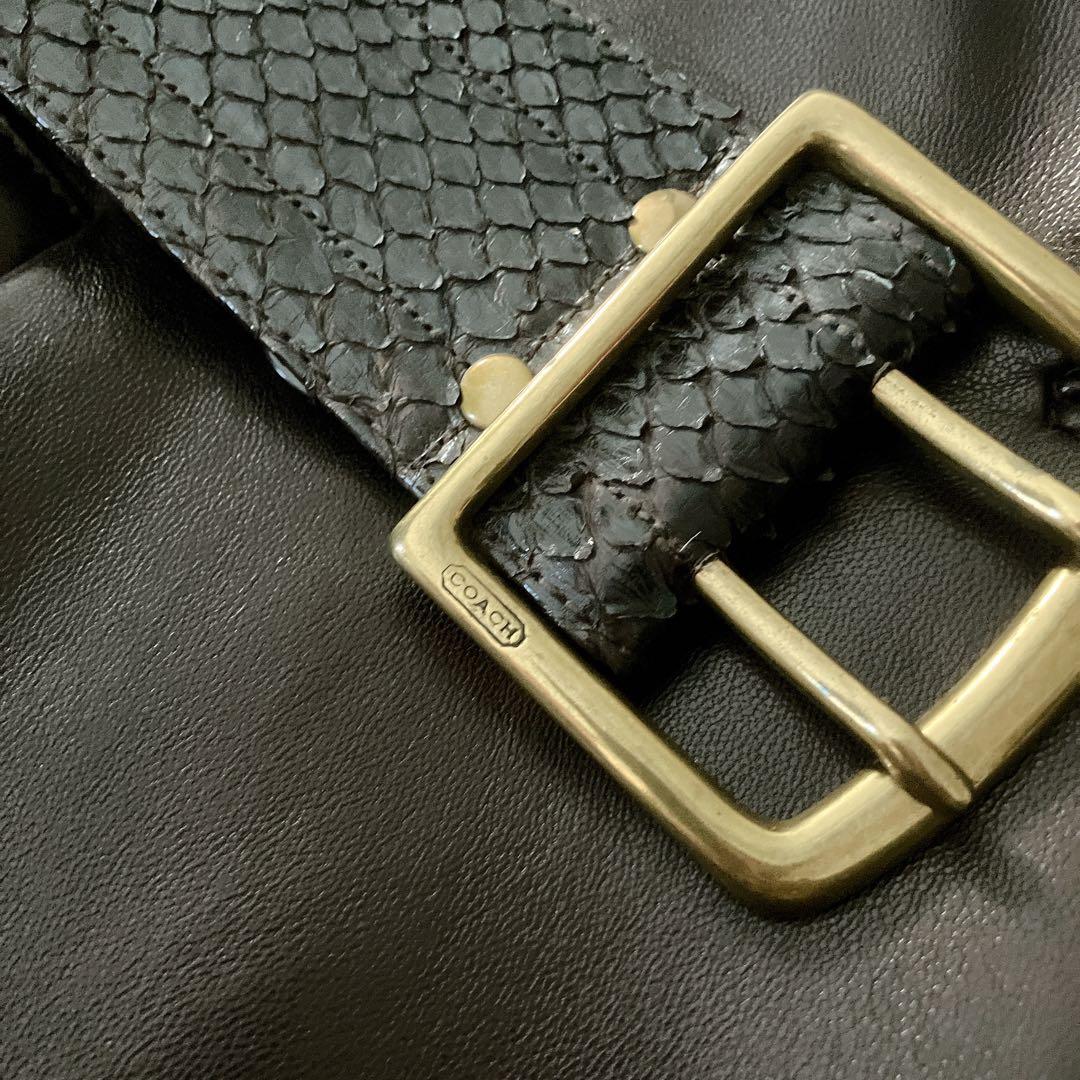 コーチCOACH革レザートレンチコート ダークブラウン⭐︎裏地シルク100%美品