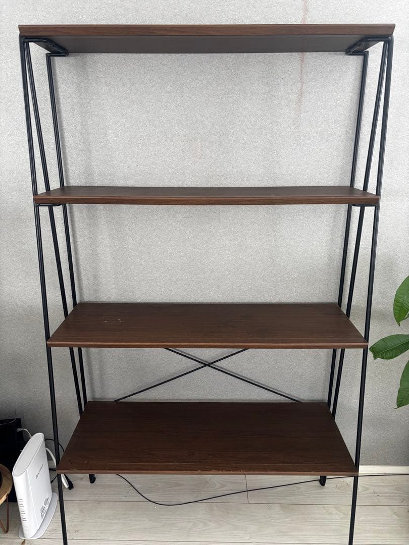 【KEYUCA】ダークブラウン4段オープンシェルフ