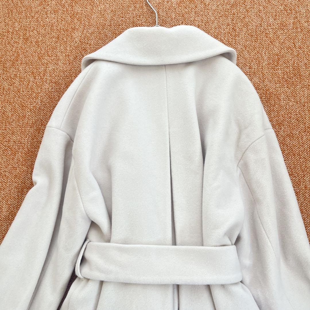 ビアッジョブルー ショールカラー ベルト付きロングコート ガウン イタリア生地