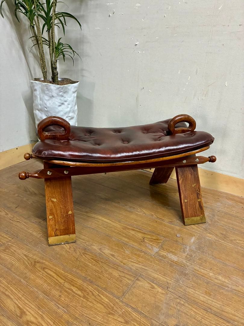 管438☆スペイン製☆キャメルチェアー☆ラクダスツール☆オットマン