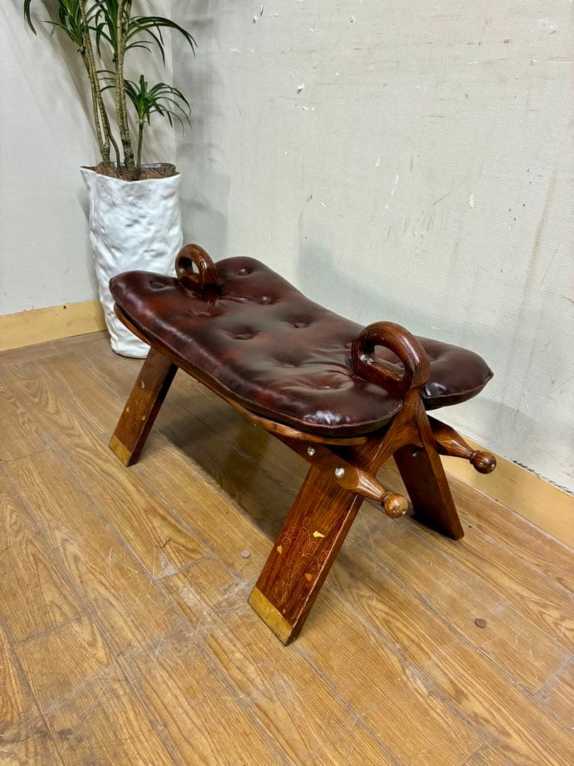 管438☆スペイン製☆キャメルチェアー☆ラクダスツール☆オットマン