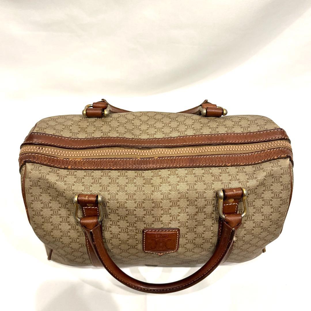 CELINE セリーヌ ミニボストンバッグ マカダム柄 トリオンフ ベージュ