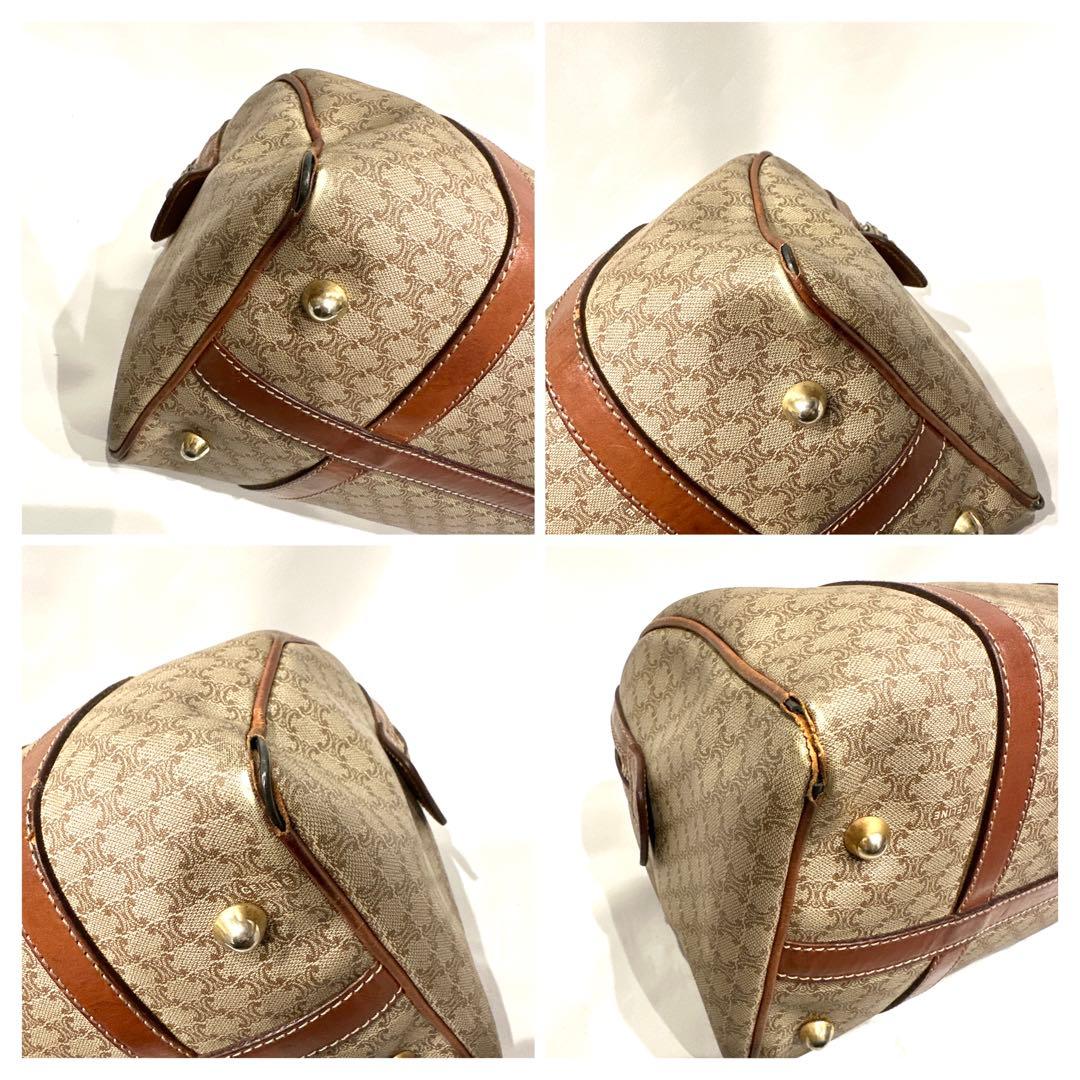 CELINE セリーヌ ミニボストンバッグ マカダム柄 トリオンフ ベージュ