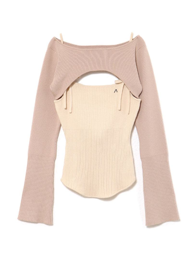 【正規品】ANDMARY Bebe ribbon set tops beige