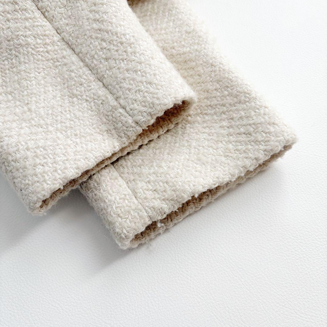 美品　プラージュ GIOLICA ヘリンボン コクーンコート ツイード ホワイト