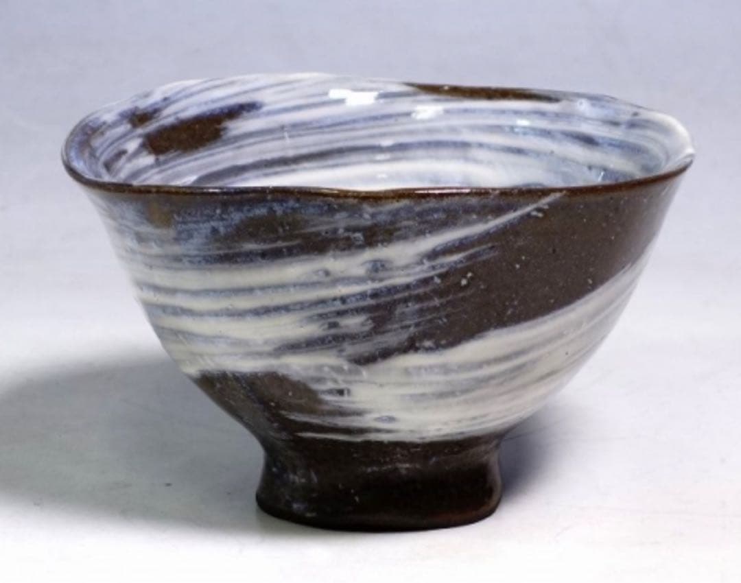 未使用 黄金崎 日高窯　三島暦 刷毛目 茶碗 抹茶碗 茶道具　化粧箱桐箱