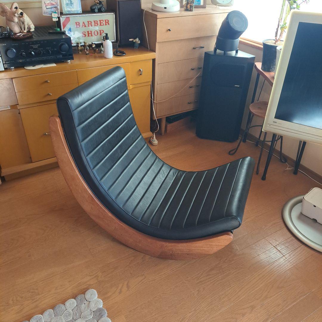 ロッキングチェア 木製フレーム 合成皮革